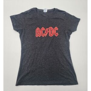 ACDC Band Graphic Short Sleeve T Shirt Womens Size‎ Small S Dark Gray VTG